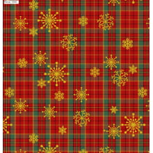 Xadrez Fio Tinto Natal Fio Dourado Flocos de Neve Rena - 1050