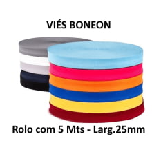 Viés Boneon 25mm Rolo de 5 Mts - Escolha a Cor