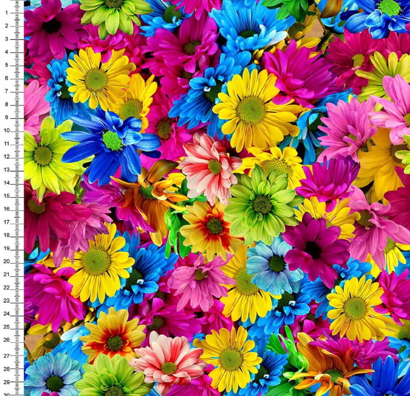 Tecido Tricoline Floral Crisântemo Coloridas 9100e6578