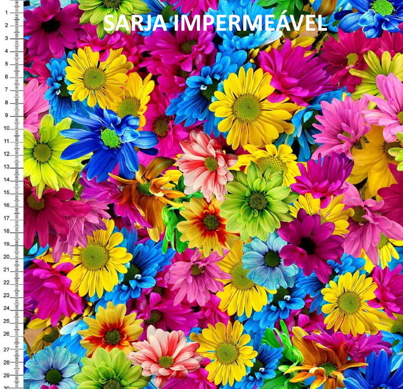Sarja Estampada Impermeável Floral Crisântemo 9100e6578S
