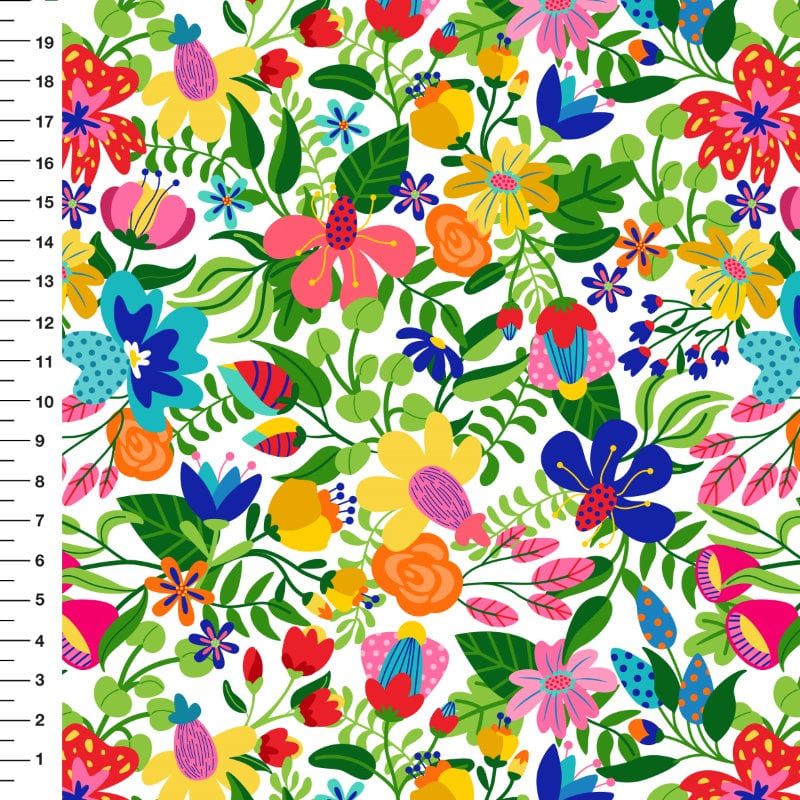 Floral Divertido Fundo Branco 9100e8195 - Meia Tigela