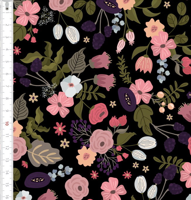 Floral Elegante fundo preto Meia Tigela 9100e5449