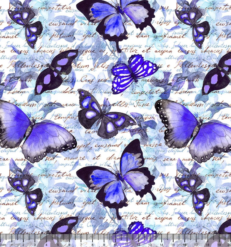 Tecido Tricoline Digital Borboleta Lilas Fundo Texto 9100e8324