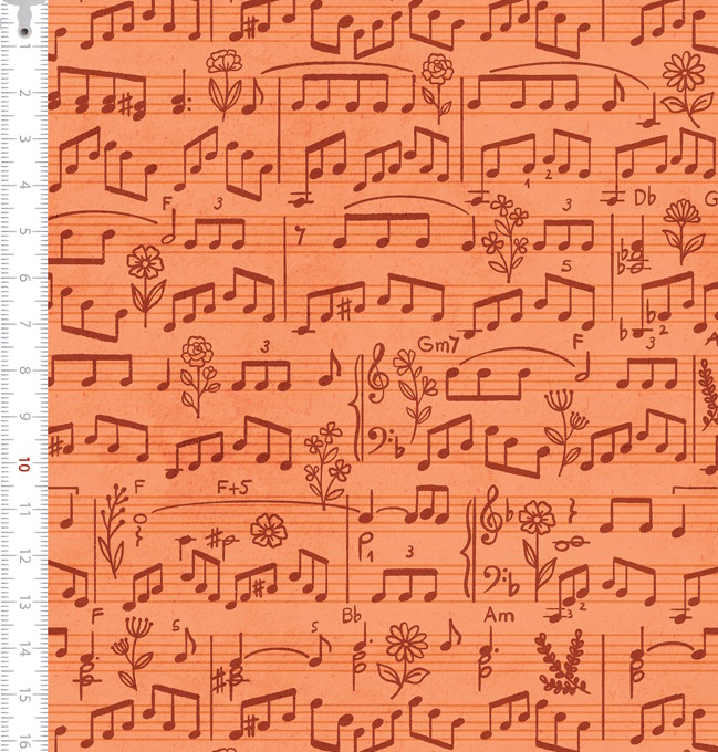 Musical Notas Fundo Laranja - Cris de Marchi  9100e10599