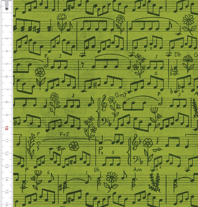 Musical Notas Fundo Verde - Cris de Marchi  9100e10601