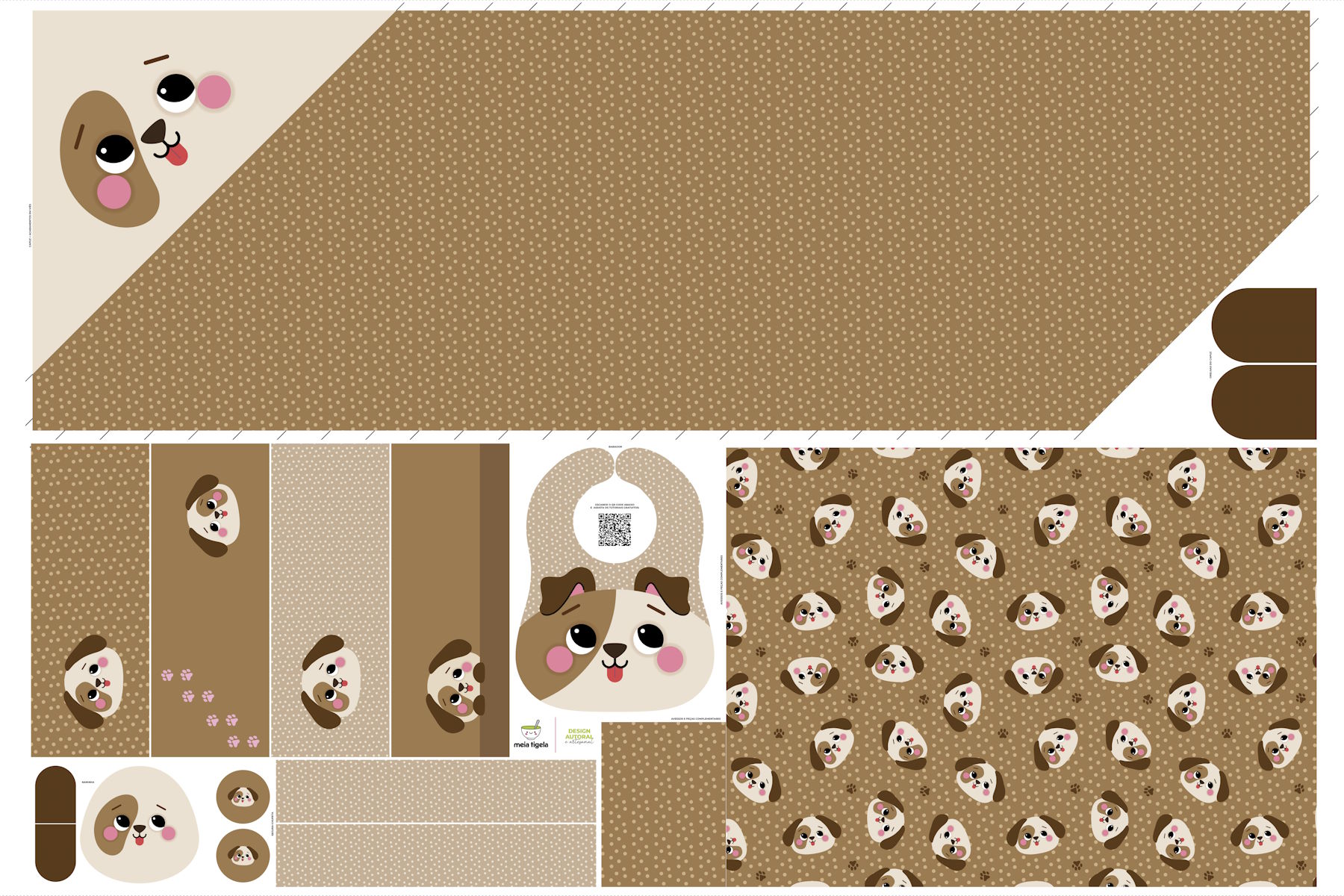 Painel Kit Toalha Bebê Dog - Meia Tigela