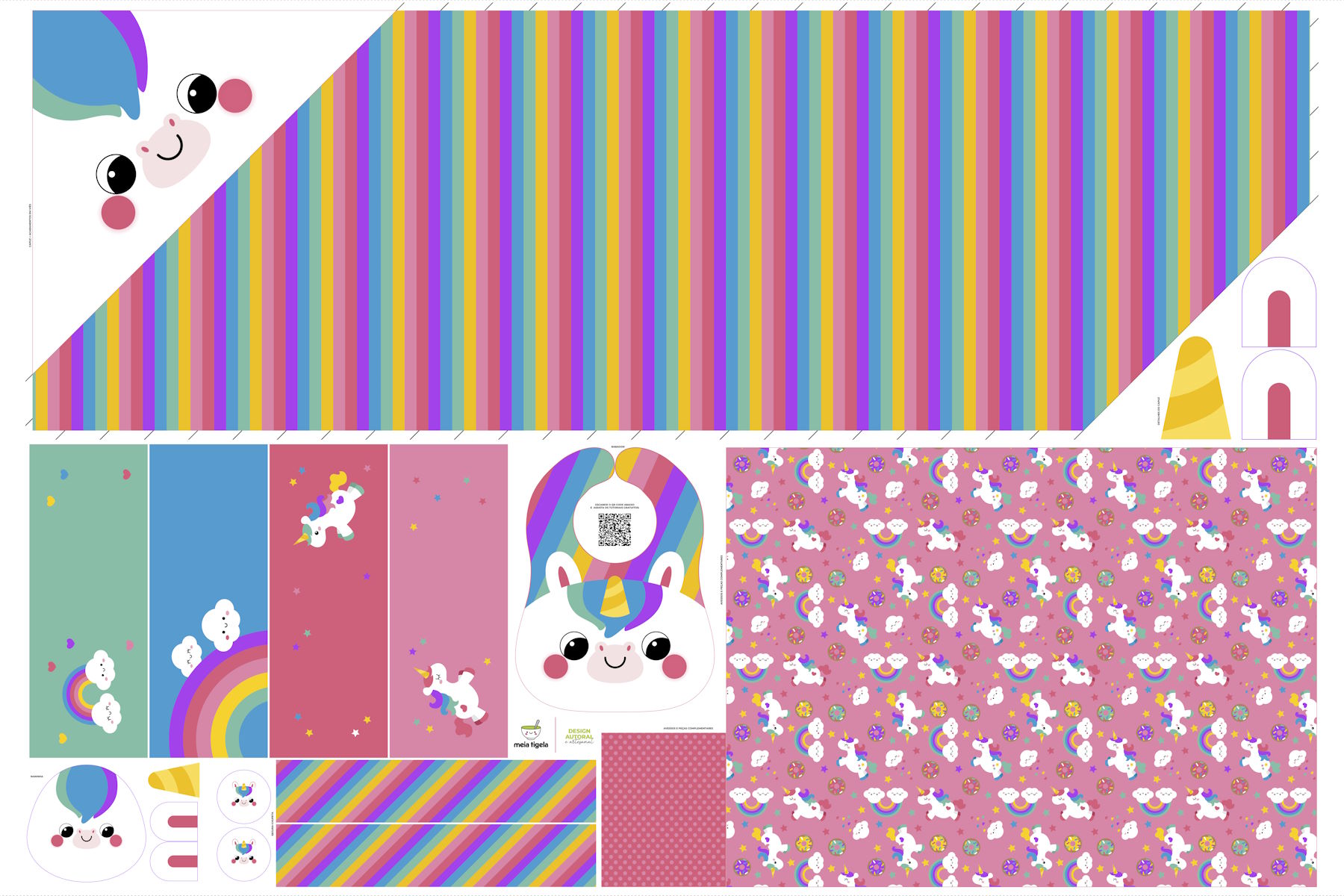 Painel Kit Toalha Bebê Unicórnio - Meia Tigela