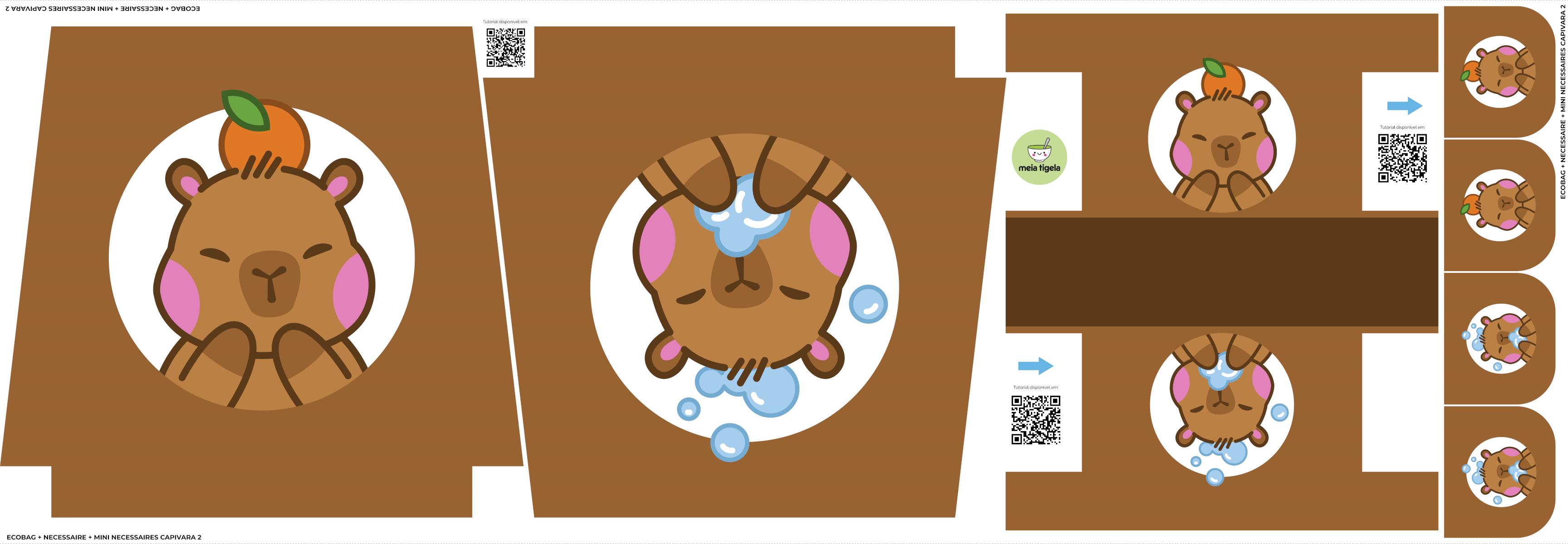 Tecido Painel Ecobag Estojo Capivara Laranja - Meia Tigela