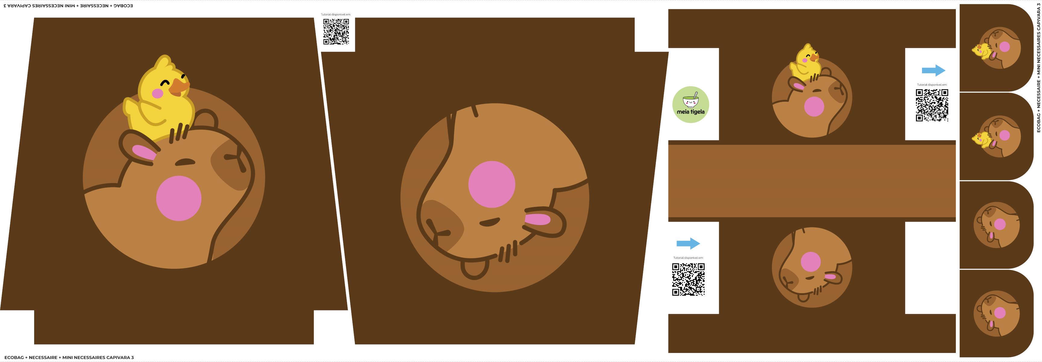Tecido Painel Ecobag Estojo Capivara Patinho - Meia Tigela
