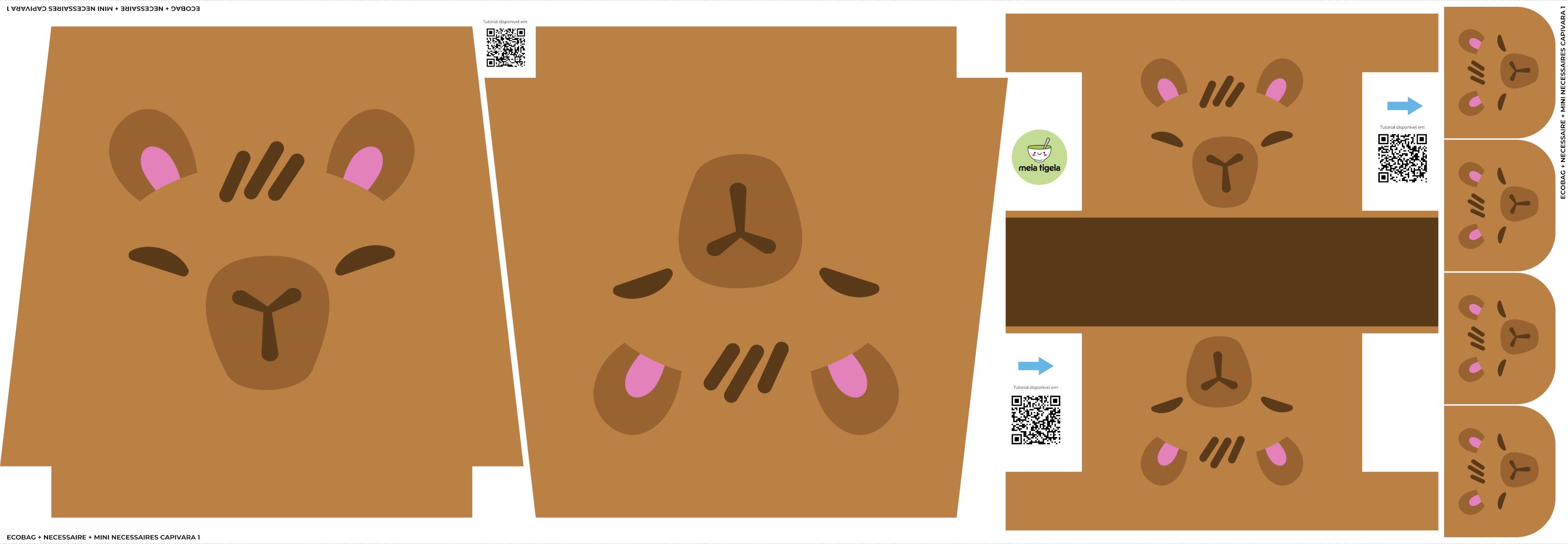 Tecido Painel Ecobag Estojo Capivara Rosto - Meia Tigela