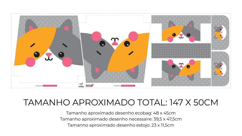 Painel Estojo - Meia Tigela - Gato - Ateliê AgnesRasta