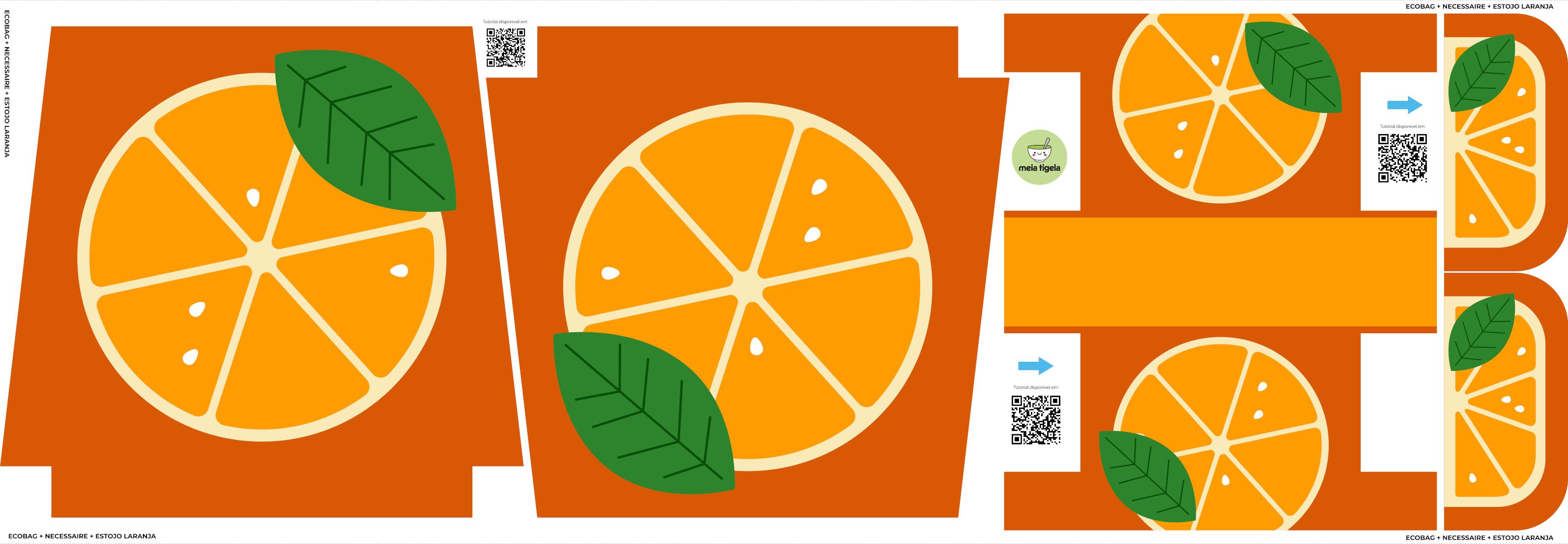 Tecido Painel Ecobag Estojo Laranja - Meia Tigela