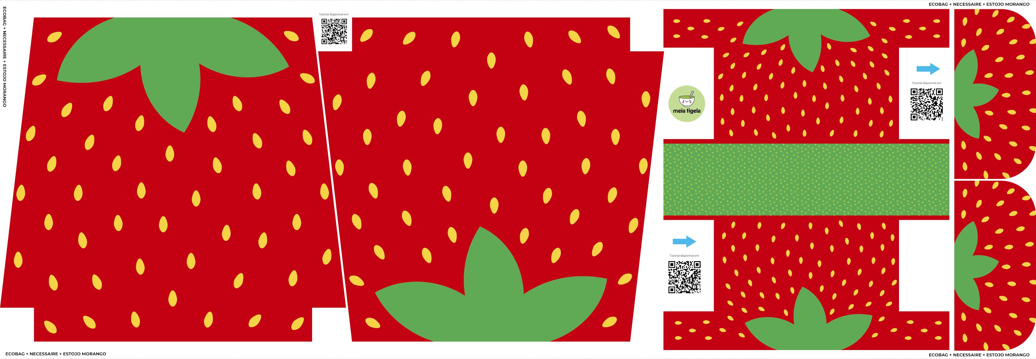 Tecido Painel Ecobag Estojo Morango - Meia Tigela