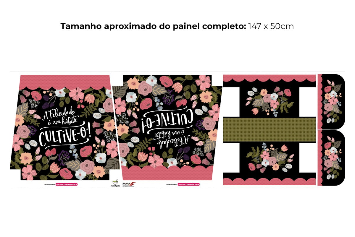 Tecido Painel Ecobag Necessarie Floral Palavras - Meia Tigela