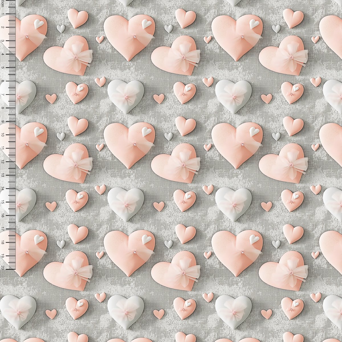 Tecido Tricoline Corações Fundo Cinza