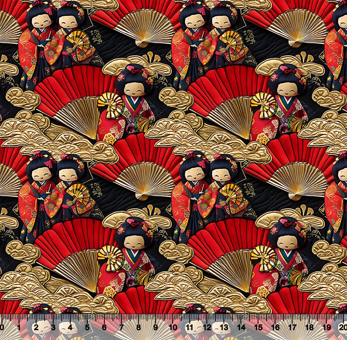 Tecido Tricoline Kokeshi e Leque 96734