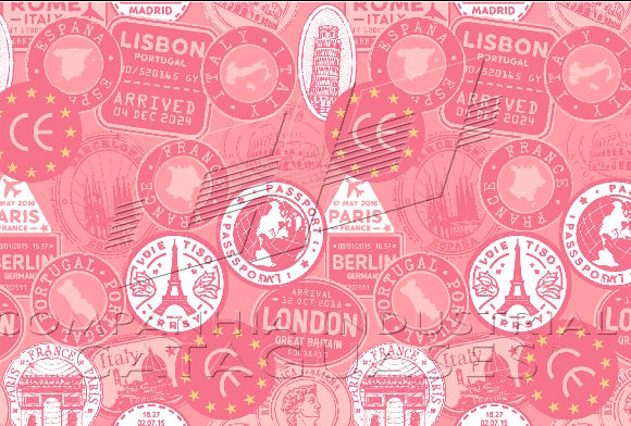 Tecido Tricoline Viagem Mapas Rosa