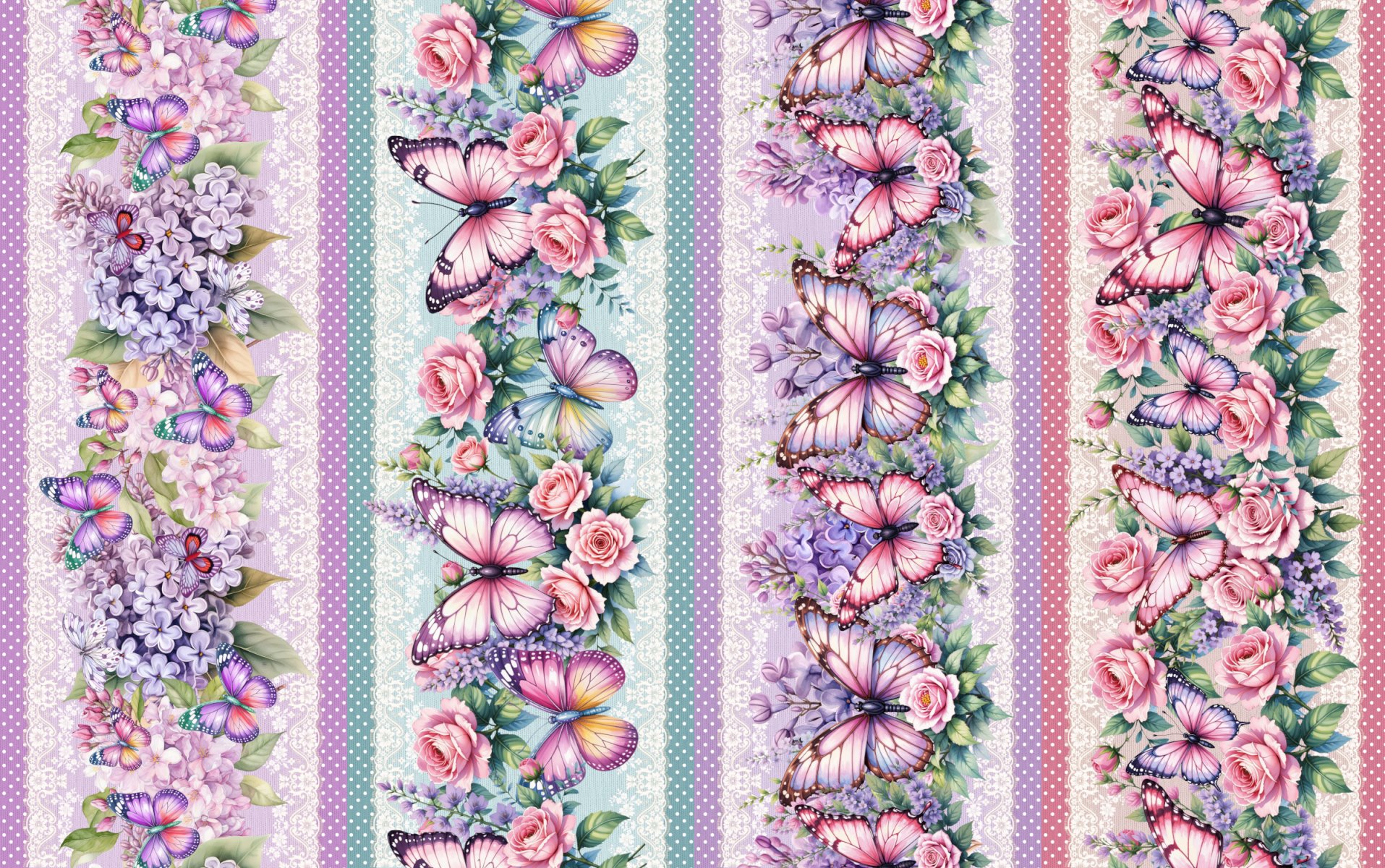 Tricoline Digital Barrado Borboletas Lilás - A0608