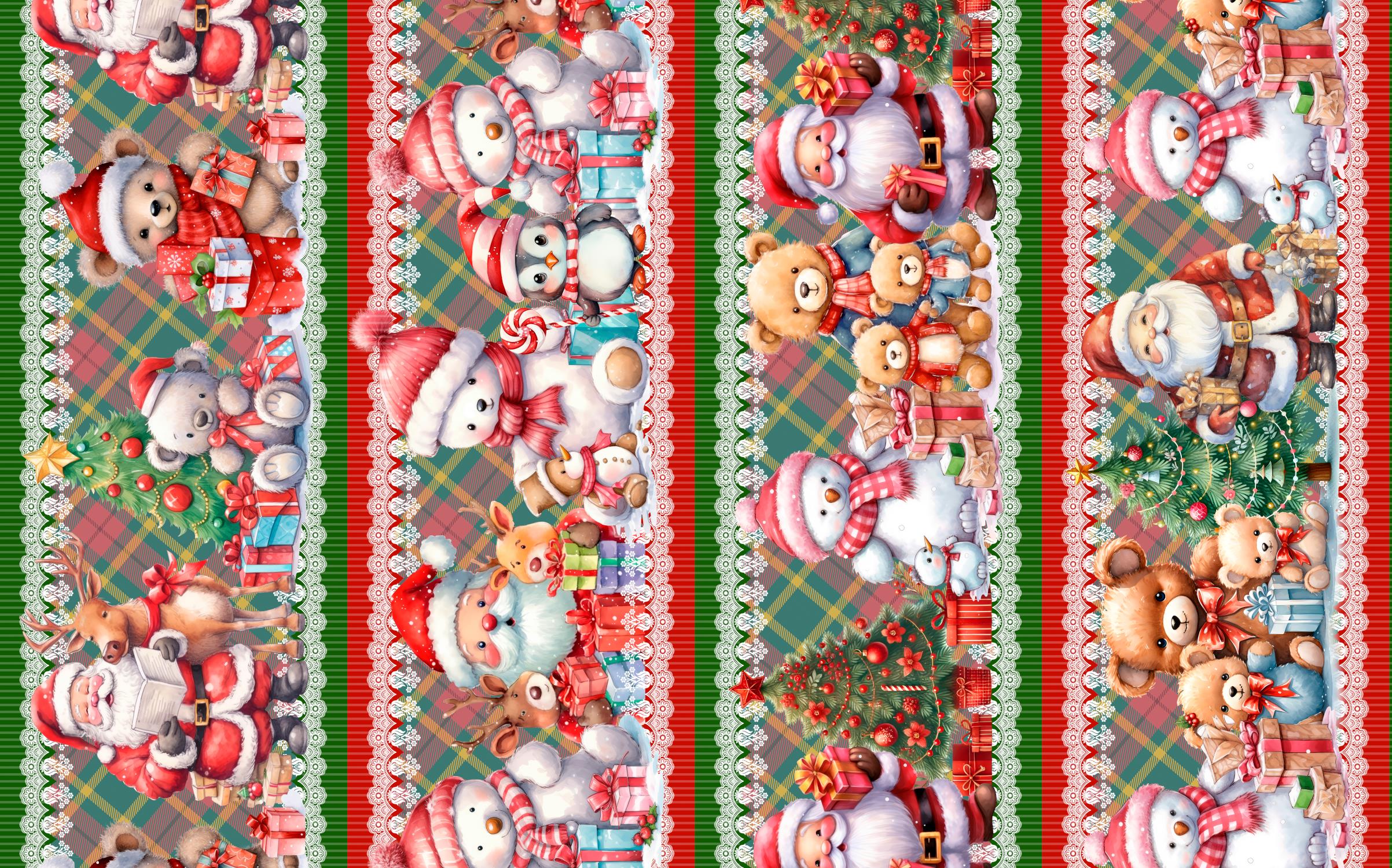 Tricoline Digital Barrado Natal Bonecos de Neve - 01419