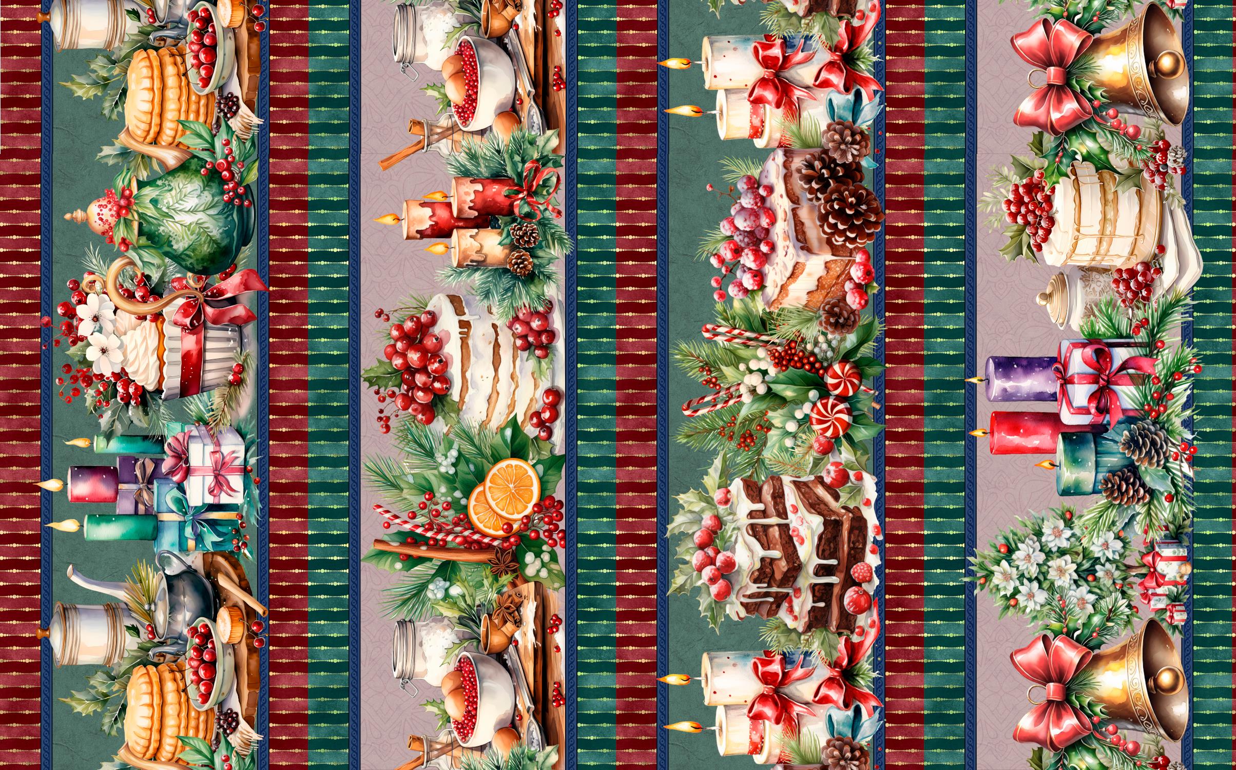 Tricoline Digital Barrado Natal Doces - 01429