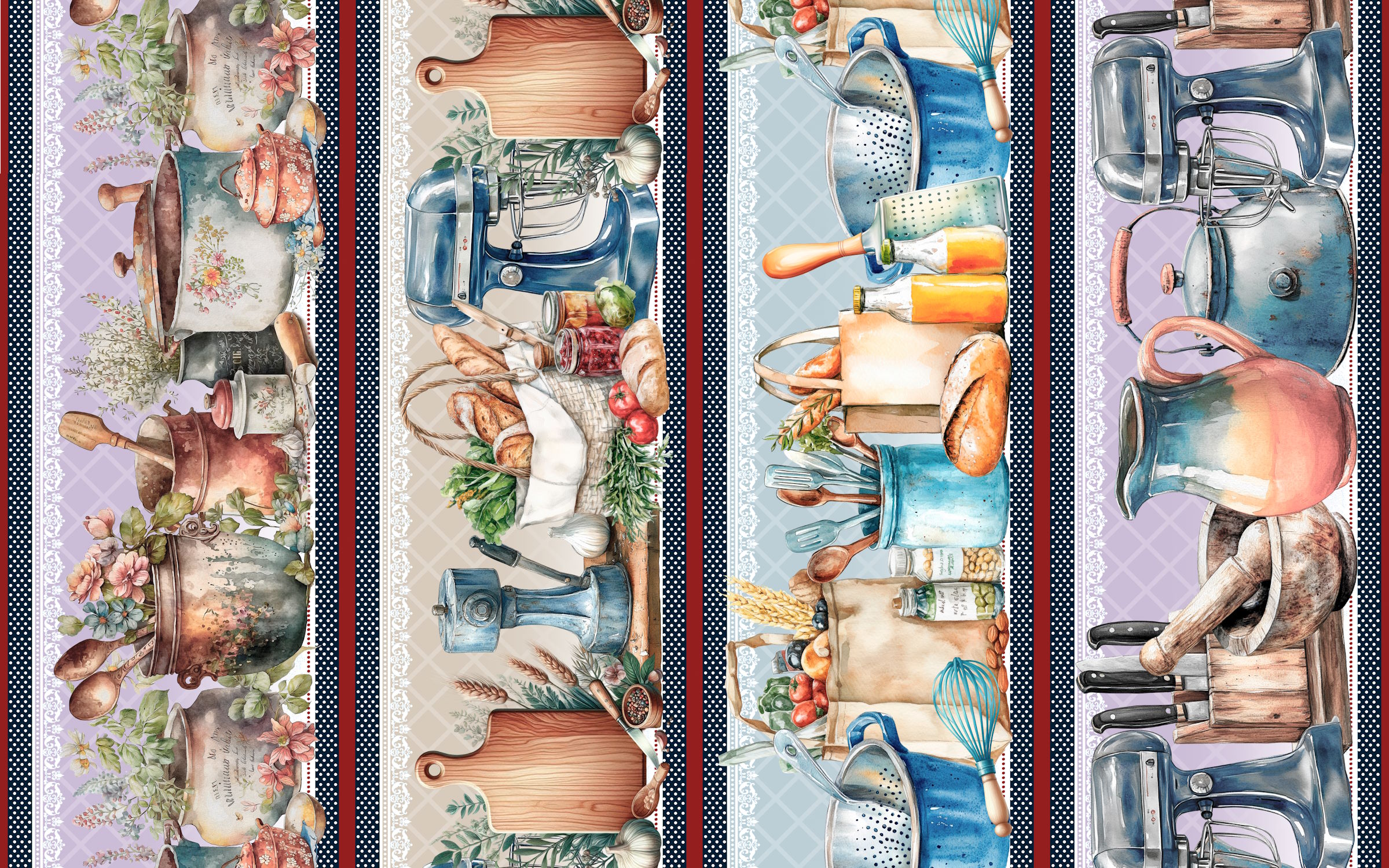 Tricoline Digital Barrados Amor de Cozinha - A3195