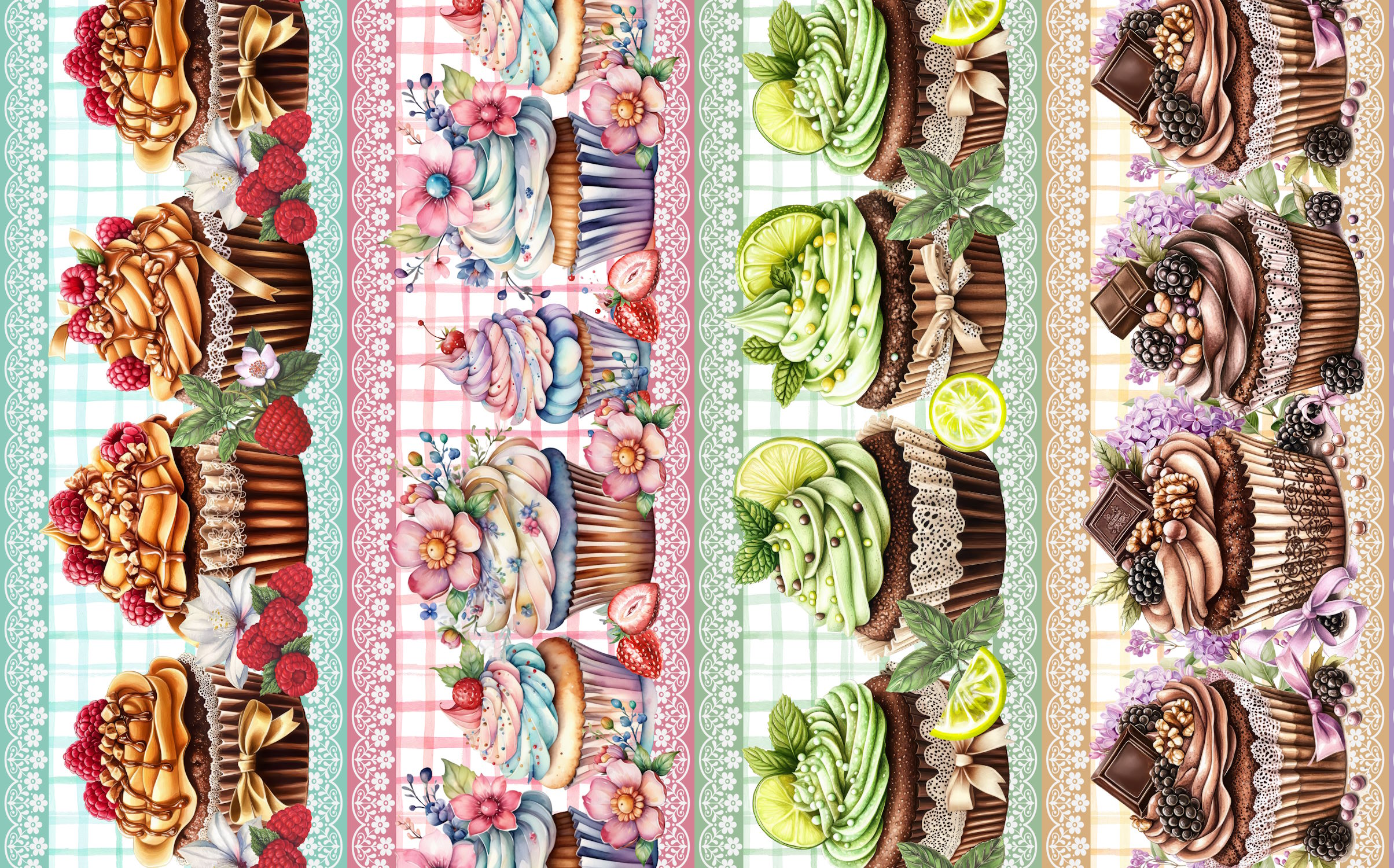 Tricoline Digital Barrados Cupcake