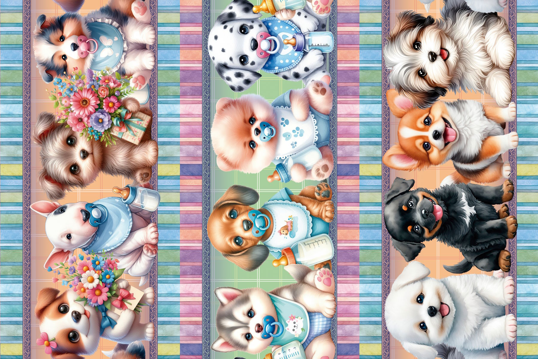 Tricoline Digital Barrados Dogs Baby A5862