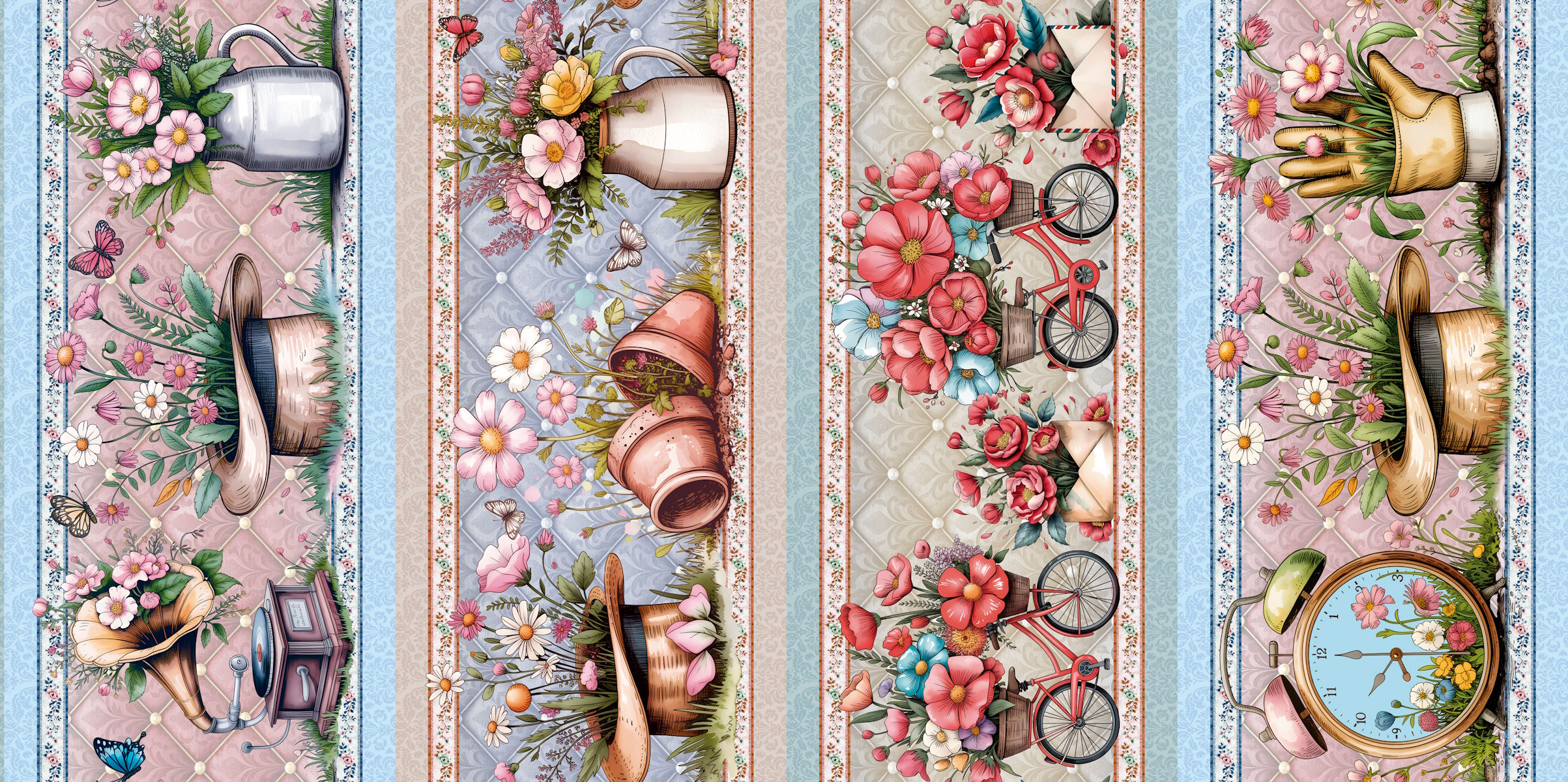 Tricoline Digital Barrados Flores Vintage 2026 A5865