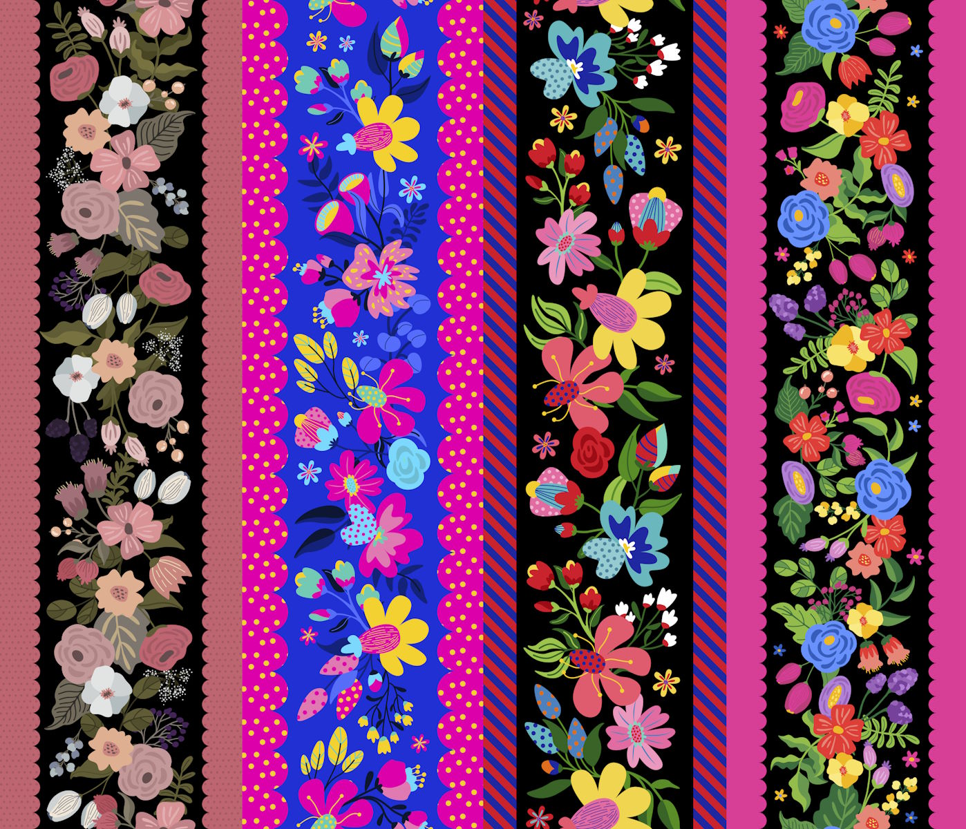 Tricoline Digital Barrados flores Meia Tigela
