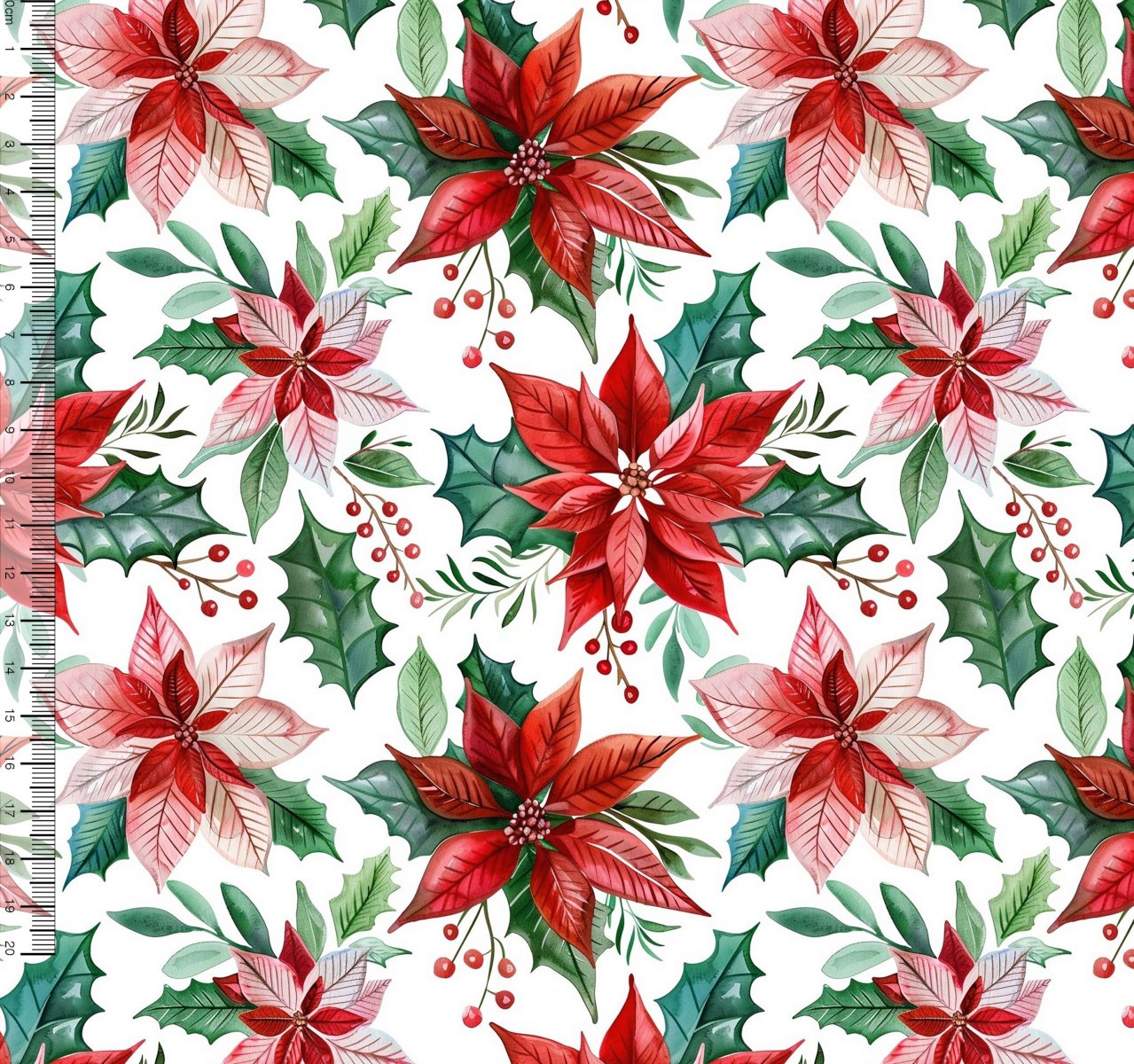 Tricoline Digital Natal Flores fundo Branco