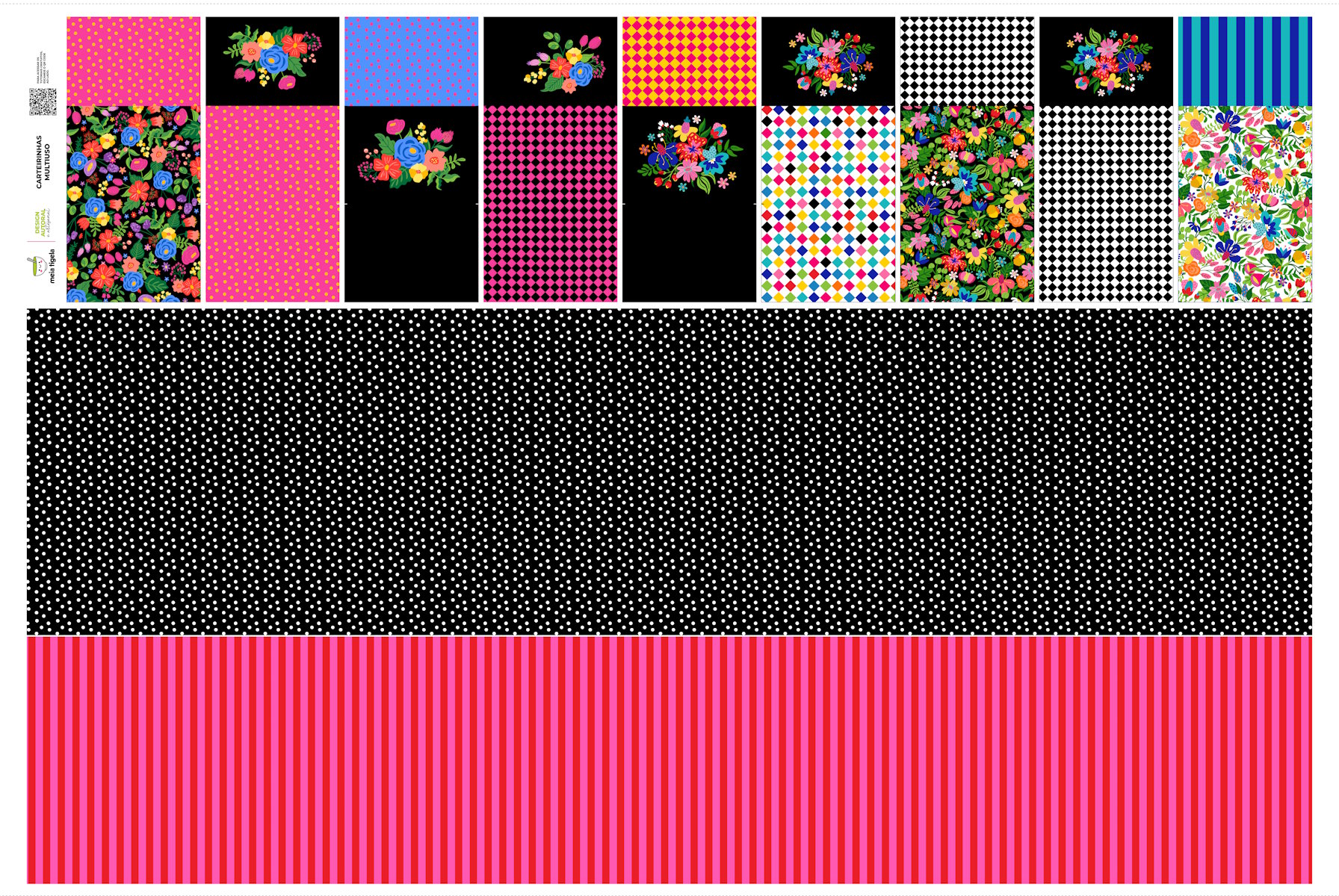 Tricoline Digital Painel Carteirinhas Floral Colors- Meia Tigela