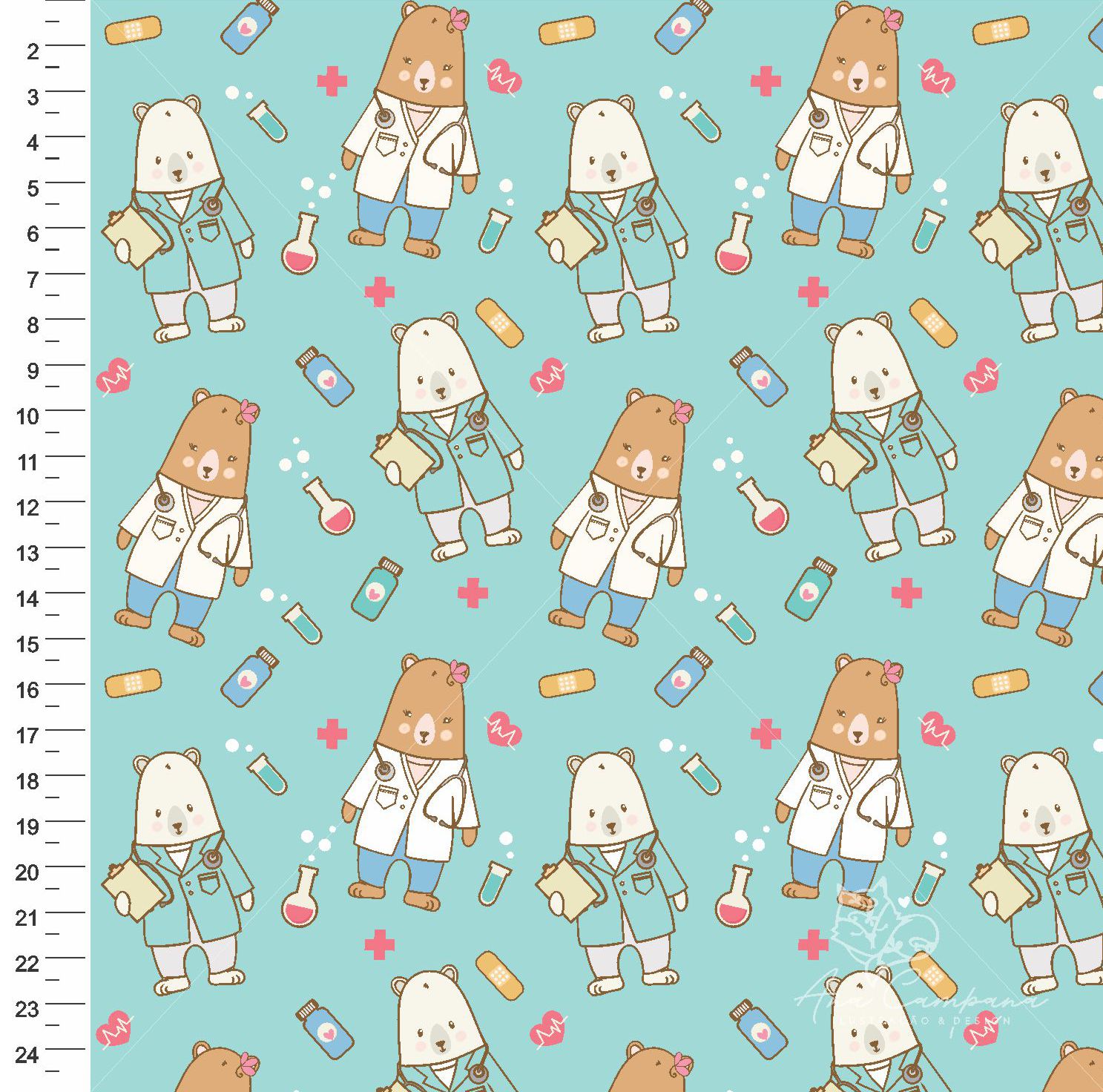 Tecido Tricoline Urso Medicina 9100e3163 - Ana Campana