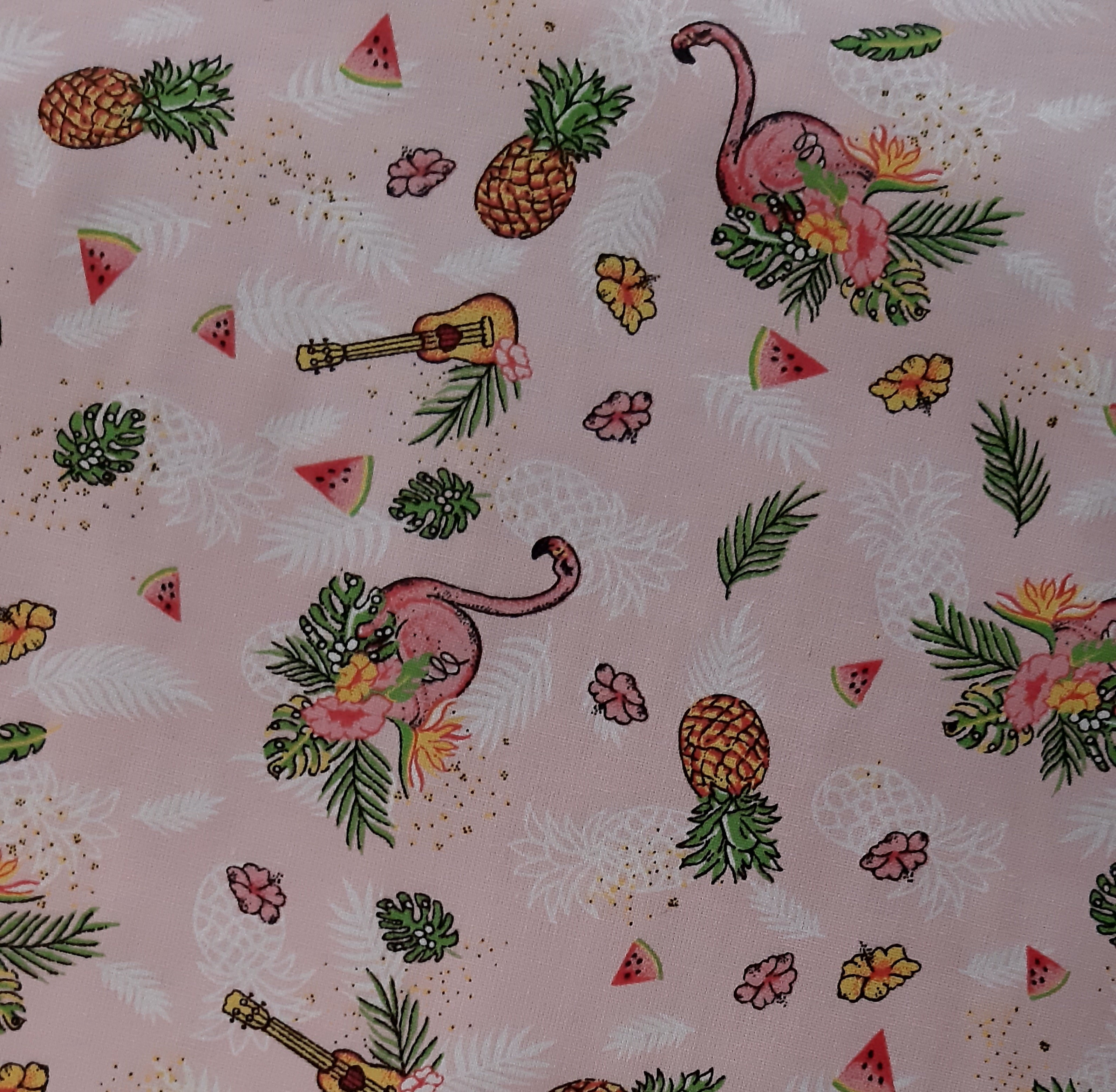 Animais flamingo frutas 6495-01 fundo rosa bb