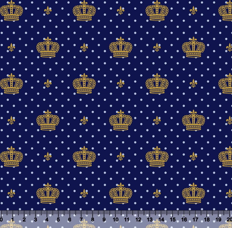 Coroa Des 2517 var14 - Fundo Marinho - Poá Azul - Coroa Dourada