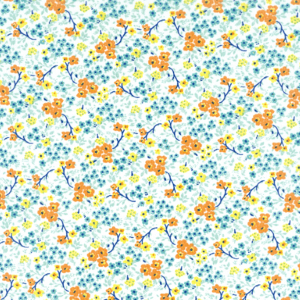 Cassis 02  floral azul laranja e amarelo