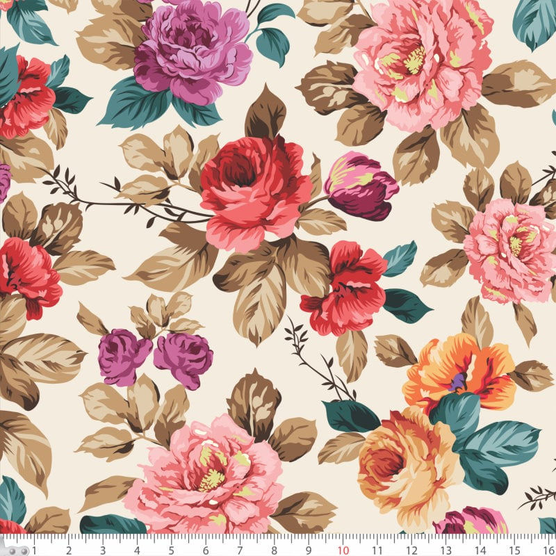 Floral Fundo Bege 809302