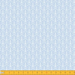 Tecido Tricoline Estampado Folhas Arabesco Fundo Azul Bebe 1232v082