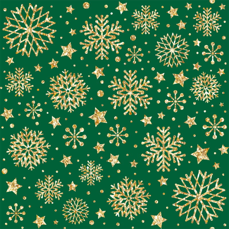 Flocos de Neve Verde com Dourado 1275 Var59 natal