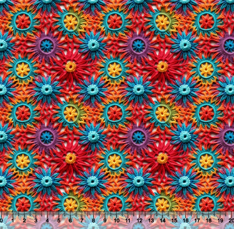 Tecido Tricoline Mandala Bordado Color 02 3D - 81381