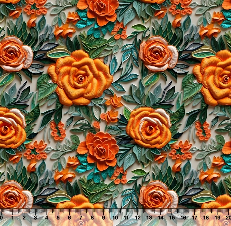 Tecido Tricoline Floral Bordado 03 3D - 81236