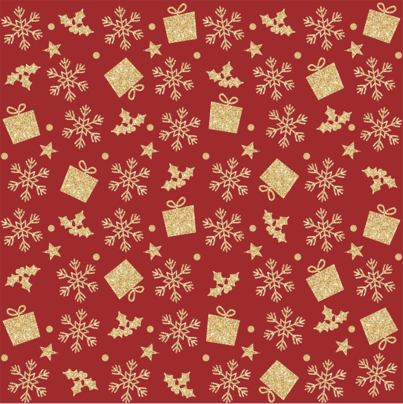 Presentes e Floco de Neve Natal Dourada Vermelho 1382 Var58