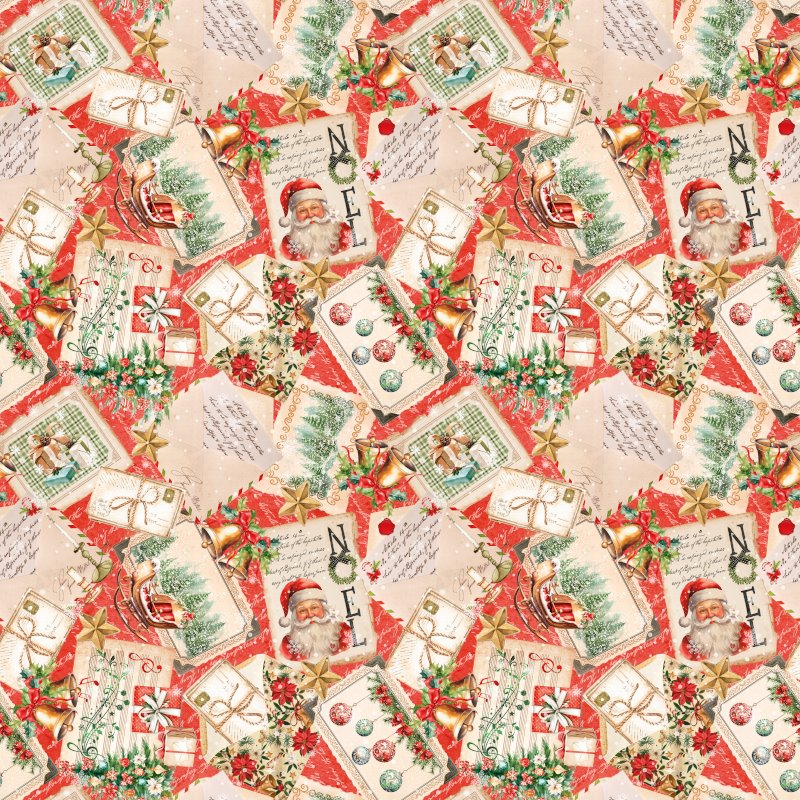 Tecido Tricoline Digital Cartas Natal 6171D