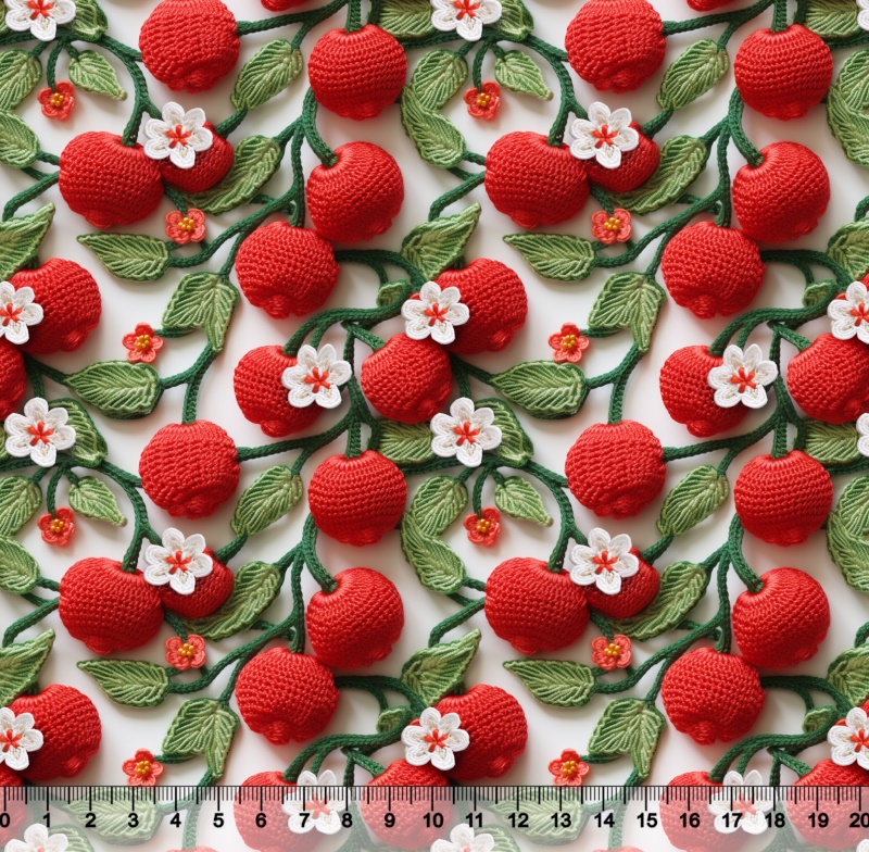 Tecido Tricoline Digital Acerola 2 Bordado 3D - Coleção Frutas 85330