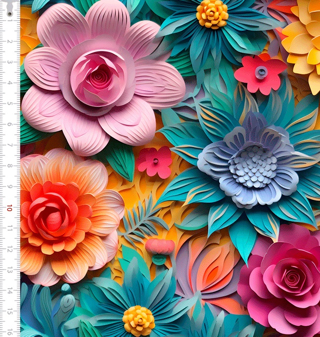 Tecido Tricoline Digital Flores Diversas Coloridas 3D 9100e11921