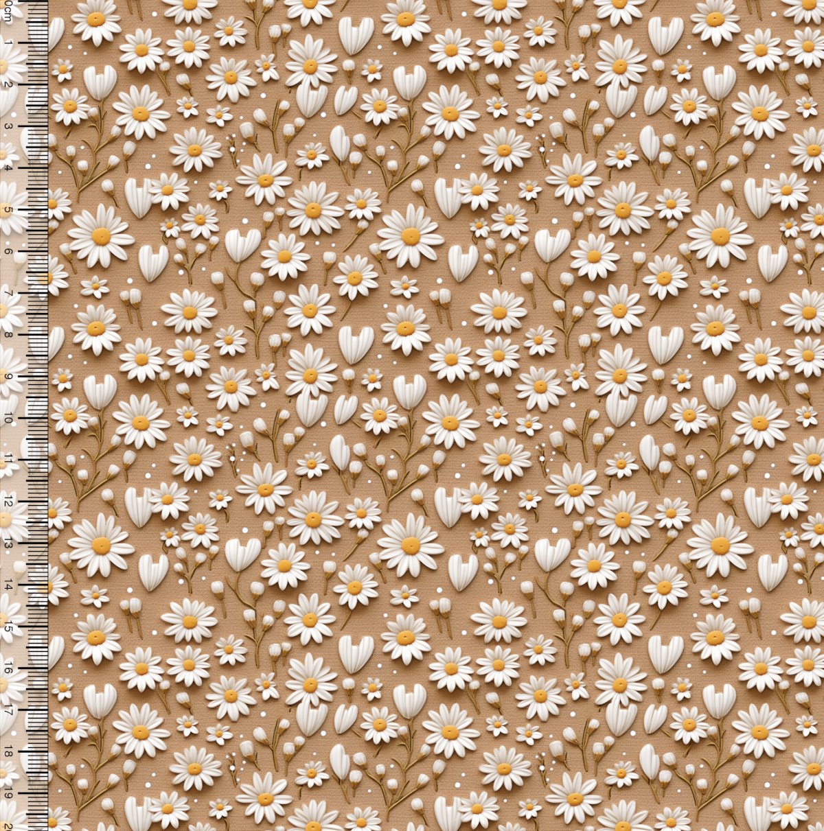 Tecido Tricoline Digital mini Floral fundo Bege
