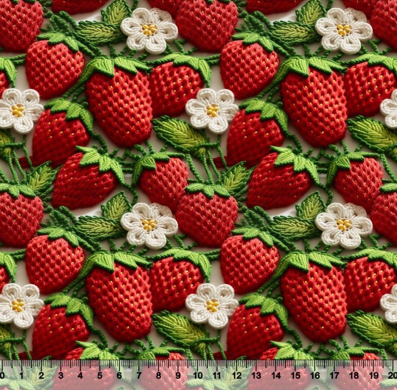 Tecido Tricoline Digital Morango 3D - Coleção Frutas 85332