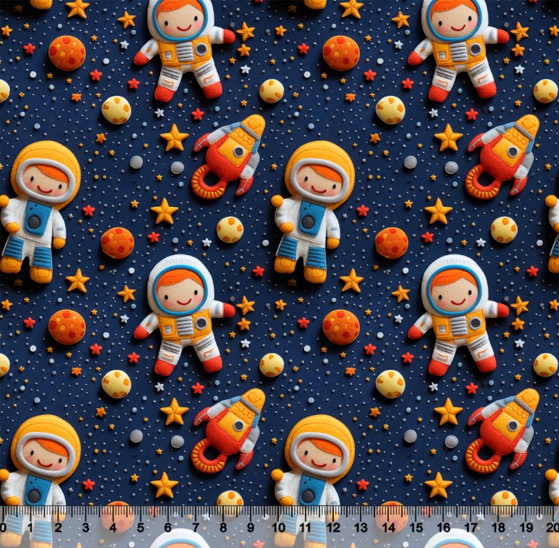 Tecido Tricoline Estampado Astronauta Kid 3D 84517