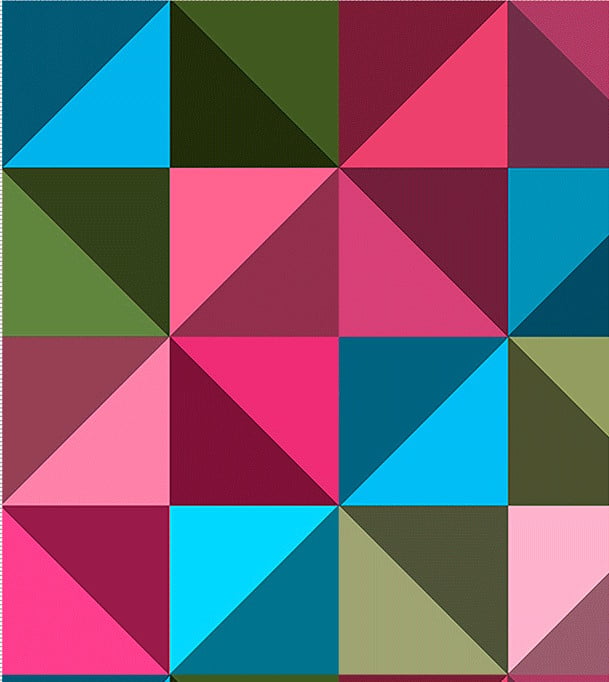 Tecido Tricoline Quadrado e Triangulos Coloridos - Cris de Marchi 9100e9979