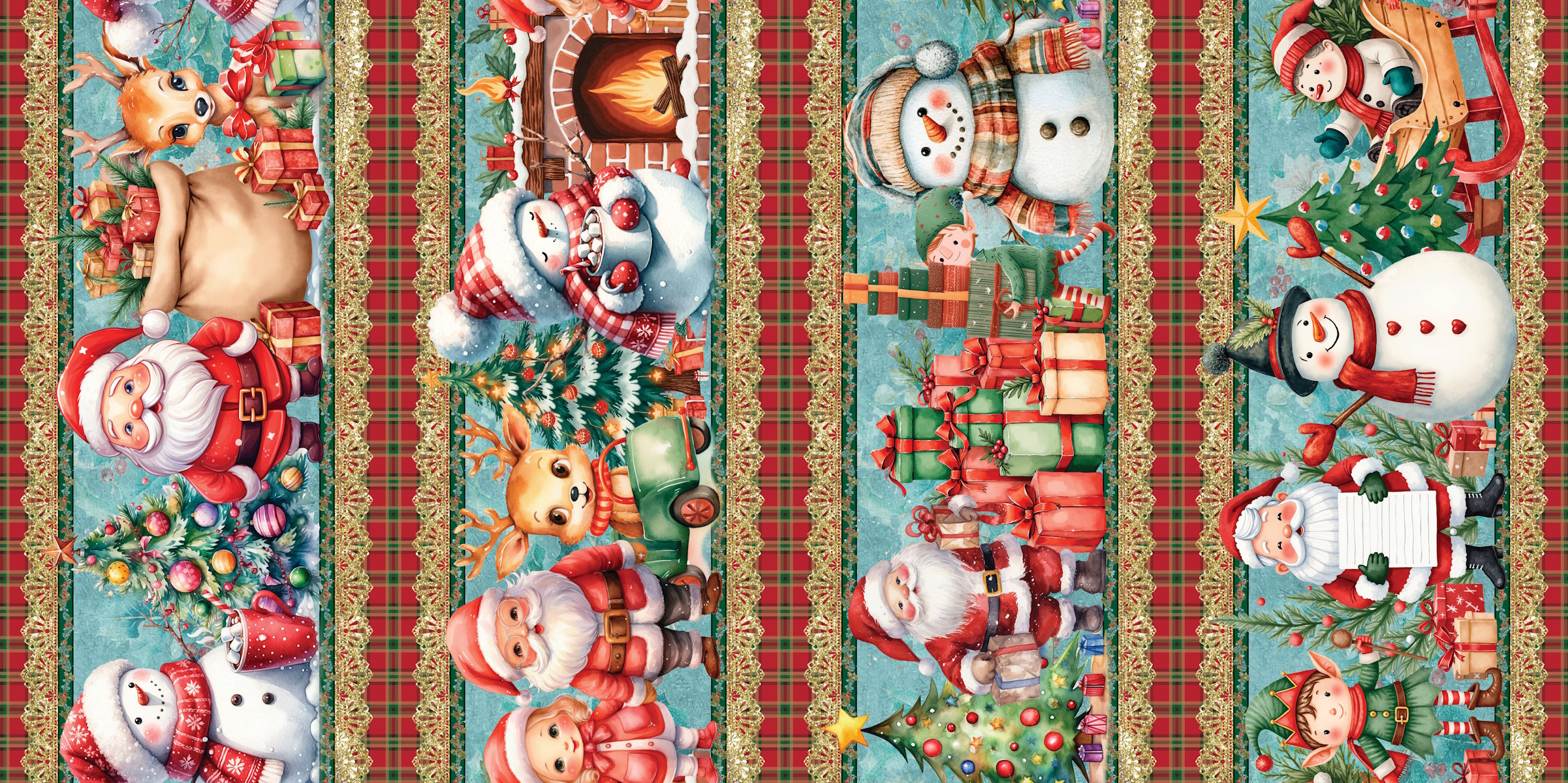 Tricoline Barrado Casa do Papai Noel 55cm x 1,50mt