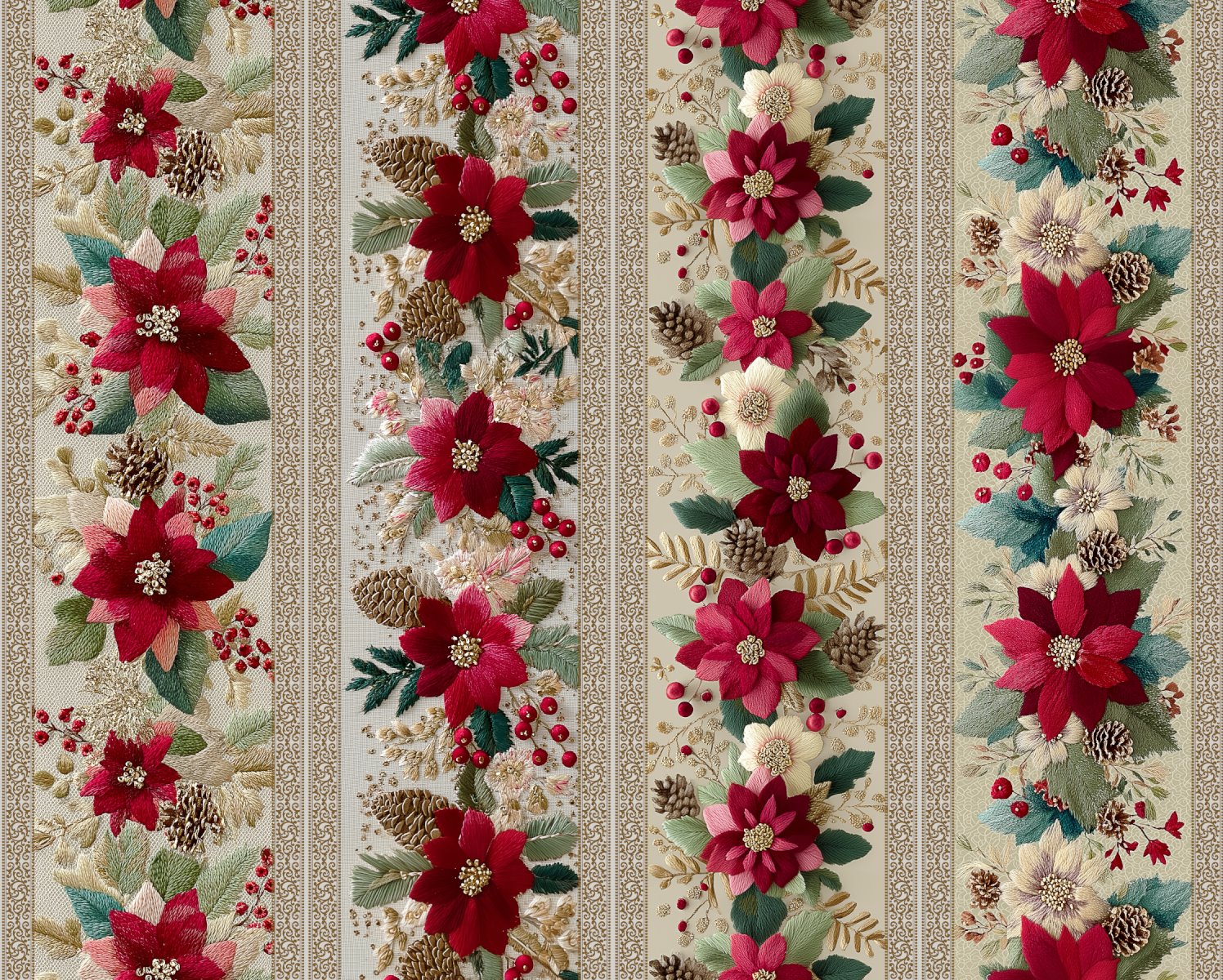 Tricoline Digital Barrado Flores Natal - 05565